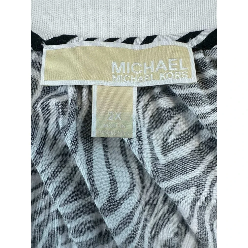 Michael Michael Kors Zebra Print Top Plus Size 2X Modal‎ Cotton Blouse